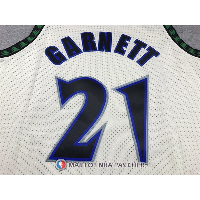 Maillot Minnesota Timberwolves Kevin Garnett NO 21 Mitchell & Ness Chainstitch Creme
